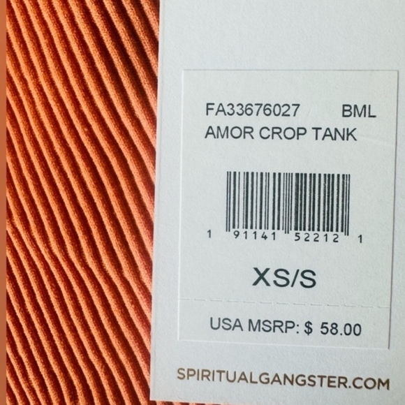 Spiritual Gangster Amor Crop Tank Melon NEW Size XS/S - Picture 3 of 6